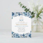 Blauw modern Waterverf Baby shower Kaart (Staand voorkant)