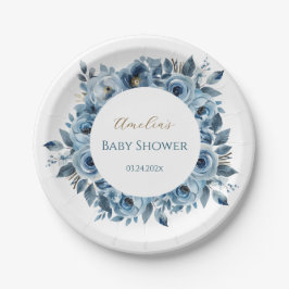 Blauw modern Waterverf Baby shower Papieren Bordje