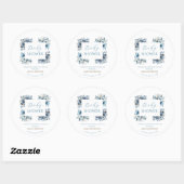 Blauw modern Waterverf Baby shower Ronde Sticker (Vel)