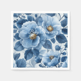 Blauw modern Waterverf Baby shower Servet
