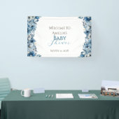 Blauw modern Waterverf Baby shower Spandoek (Beurs)