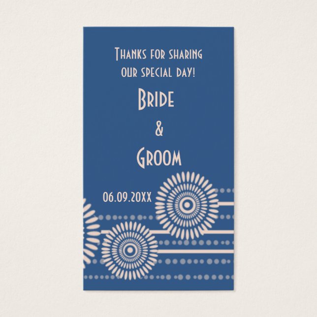 Blauw Modern Wedding Favor Gift Labels Dank u Visitekaartjes (Voorkant)