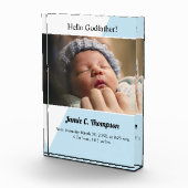 Blauw modern Zal je mijn godfather baby baptisme z Fotoblokken (Rechts)