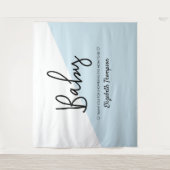 Blauw moderne achtergrond Baby Shower Welkomstbord Wandkleed (Voorkant)