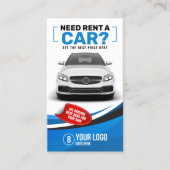 Blauw Moderne Auto Huren Autoverhuur Auto Huren Visitekaartje (Voorkant)
