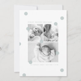 Blauw Moderne Baby Foto Collage Geboorteaankondigi Aankondiging