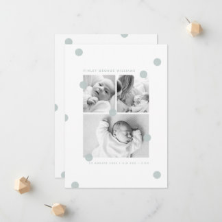 Blauw Moderne Baby Foto Collage Geboorteaankondigi Aankondiging