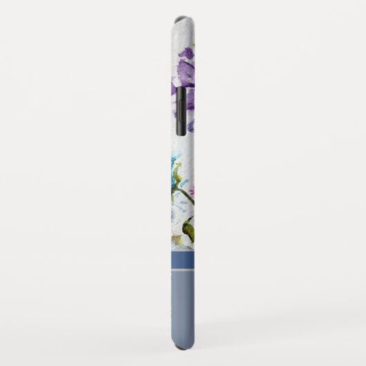 Blauw Moderne Bloemen en Vlinder Monogram Naam Case-Mate iPhone Case (Achterkant/rechts)