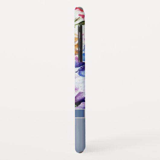 Blauw Moderne Bloemen en Vlinder Monogram Naam Case-Mate iPhone Case (Achterkant/links)