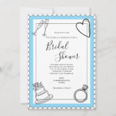 Blauw moderne bruidsuitnodiging kaart (Voorkant)