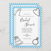 Blauw moderne bruidsuitnodiging kaart (Voorkant / Achterkant)