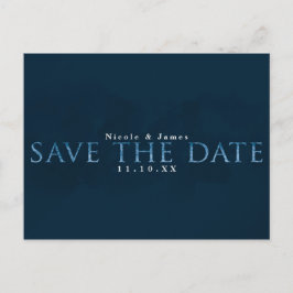 Blauw Moderne Chic SAVE THE DATE Trouw Huwelijksaa Briefkaart