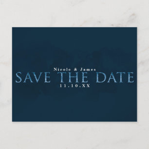 Blauw Moderne Chic SAVE THE DATE Trouw Verlovingsf Briefkaart