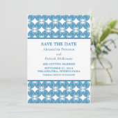 Blauw Moderne Deco Save the Date Uitnodiging (Staand voorkant)