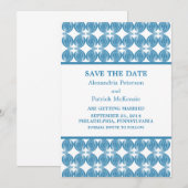 Blauw Moderne Deco Save the Date Uitnodiging (Voorkant / Achterkant)
