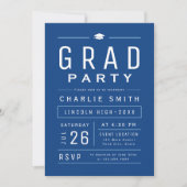 Blauw Moderne Eenvoudige Typografie Graduation Par Kaart (Voorkant)