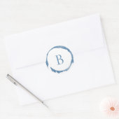 Blauw moderne folie glittersparkel monogram ronde sticker (Envelop)