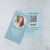 Blauw Moderne Foto QR-code Verbind met Mij Visitekaartje