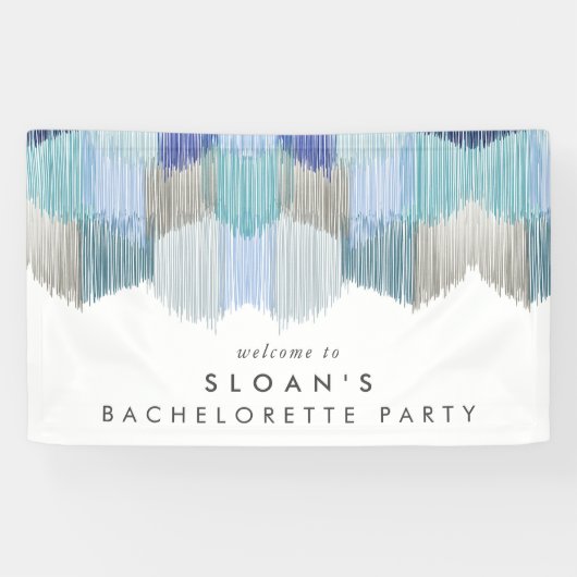 Blauw Moderne Franje Bachelorette Feest Spandoek (Horizontaal)