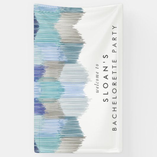 Blauw Moderne Franje Bachelorette Feest Spandoek (Verticaal)