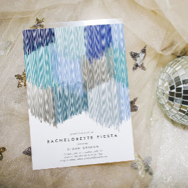 Blauw Moderne Fringe Bachelorette Party Uitnodigin Save The Date