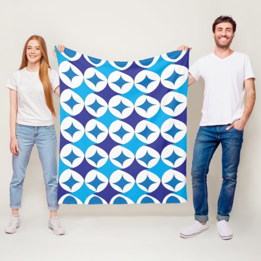 Blauw Moderne Geometrisch Fleece Deken (In situ)
