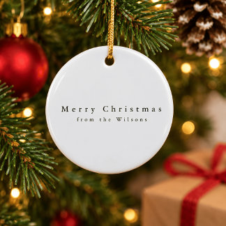Blauw Moderne Gepersonaliseerde Namen Kerst Huweli Keramisch Ornament