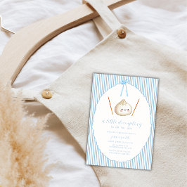 Blauw Moderne Jongensboog Aziatische Dumpling Baby Kaart