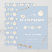 Blauw Moderne Kawaii Bao Dumpling Baby Shower Kaart (Voorkant / Achterkant)
