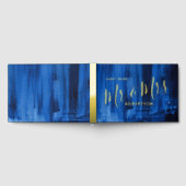 Blauw moderne kunst aangepast trouw  gastenboek (Volledig)