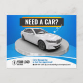 Blauw Moderne Luxe Autoverhuur Auto Huren Briefkaart (Voorkant)