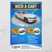 Blauw Moderne Luxe Autoverhuur Auto Huren Flyer (Voorkant)