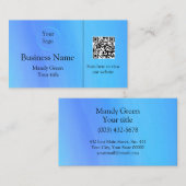 Blauw Moderne Professionele Logo en QR Code Visitekaartje (Voorkant / Achterkant)