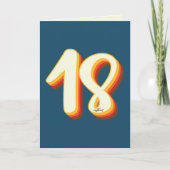 Blauw Moderne Retro Groovy Achttiende 18e Verjaard Kaart (Voorkant)