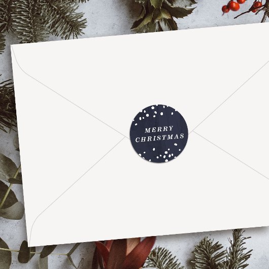 Blauw moderne sneeuwbol Merry Christmas sticker