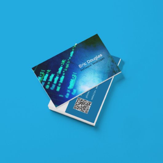 Blauw Moderne Software Tech Professional QR Code Visitekaartje