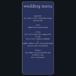 Blauw Moderne Trouw Menu<br><div class="desc">Marineblauw modern trouwmenu met aanpasbare tekst op maat gemaakte uitnodigingen</div>