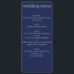 Blauw Moderne Trouw Menu<br><div class="desc">Marineblauw modern trouwmenu met aanpasbare tekst op maat gemaakte uitnodigingen</div>