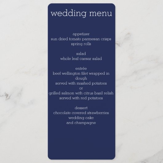Blauw Moderne Trouw Menu (Voorkant)