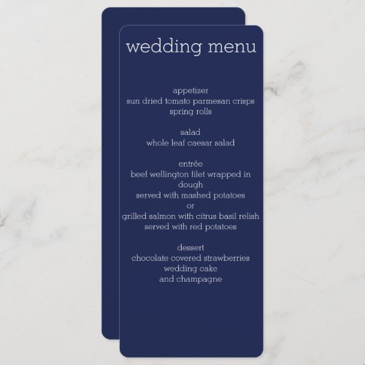 Blauw Moderne Trouw Menu (Voorkant / Achterkant)