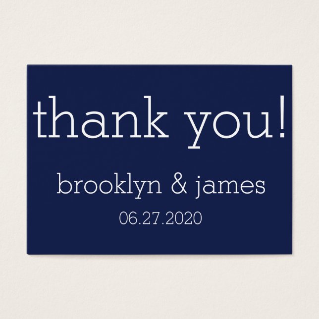 Blauw moderne trouwcadeautags visitekaartjes (Voorkant)