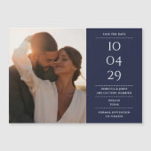 Blauw Moderne Trouwfoto Save The Date Magnetische Uitnodiging (Voorkant)