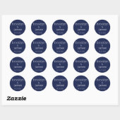 Blauw moderne trouwstickers ronde sticker (Vel)
