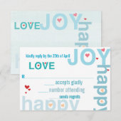 Blauw Moderne Typografie Bruiloft RSVP Kaartje (Voorkant / Achterkant)