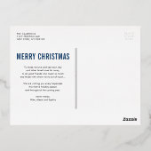 Blauw Moderne Typografie Fotocollage Kerstmis Folie Feestdagen Briefkaart (Achterkant)