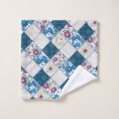 Blauw modieus rustiek patroon van lapjes stof bad handdoek (Wasdoekje)