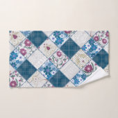 Blauw modieus rustiek patroon van lapjes stof bad handdoek (Handdoek)