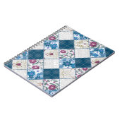 Blauw modieus rustiek patroon van stoffenresten notitieboek (Linkerzijde)