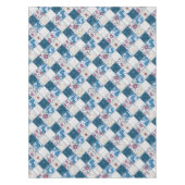 Blauw modieus rustiek patroon van stoffenresten tafelkleed (Voorkant)