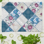 Blauw modieus rustiek patroon van stoffenresten theedoek (Gevouwen)